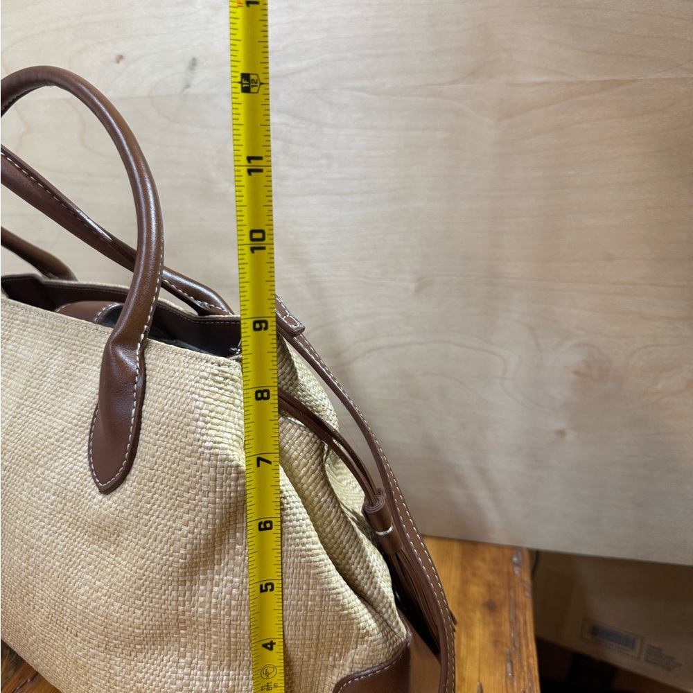 Etienne Aigner Natural Straw Tote with Brown Leather Trim - Picture 14 of 14